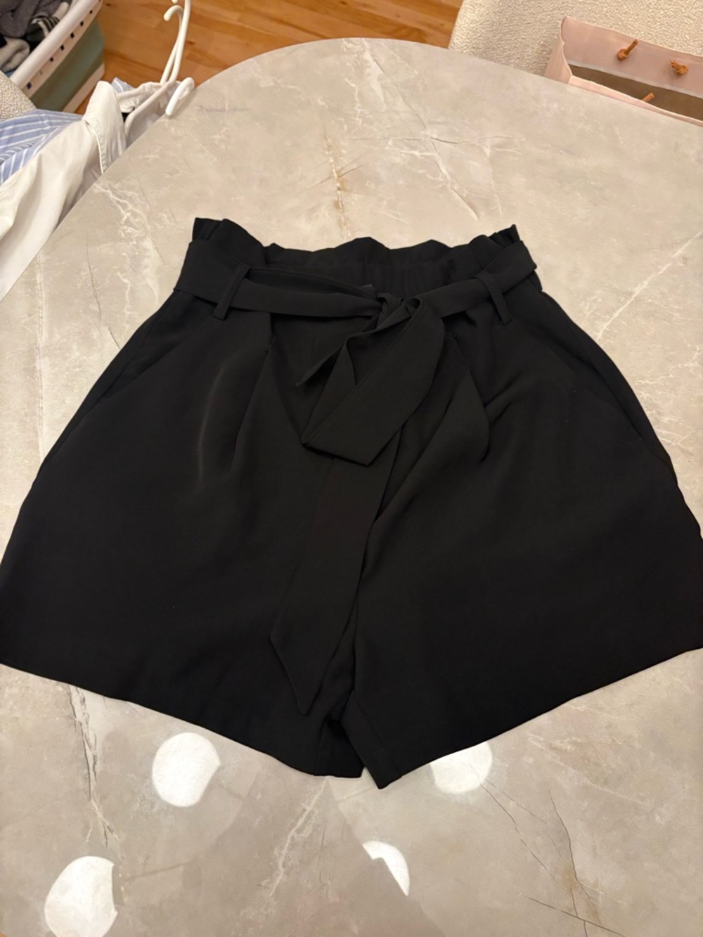 Dynamite Black Paperbag High-Waist Tie Shorts